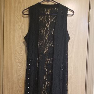 Black Lace Cardigan Vest
